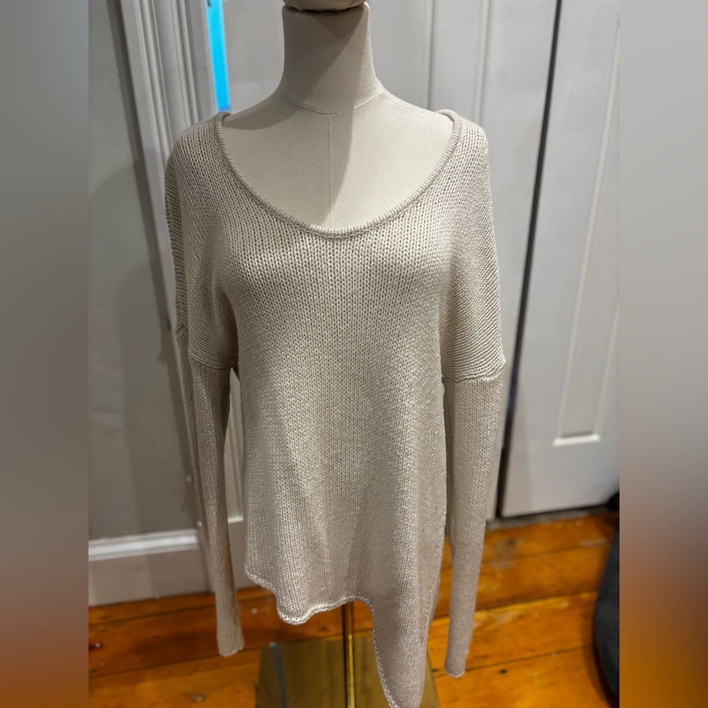 Helmut Lang Cream V-Neck Sweater
